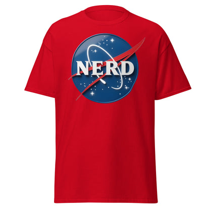 NERD NASA Parody T-Shirt - Shiny Space Geek Graphic Tee - Red - T-Shirts Online