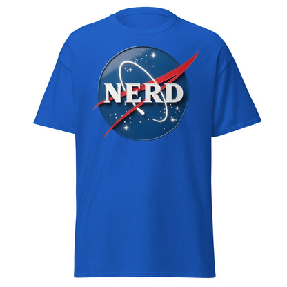 NERD NASA Parody T-Shirt - Shiny Space Geek Graphic Tee - Royal - T-Shirts Online