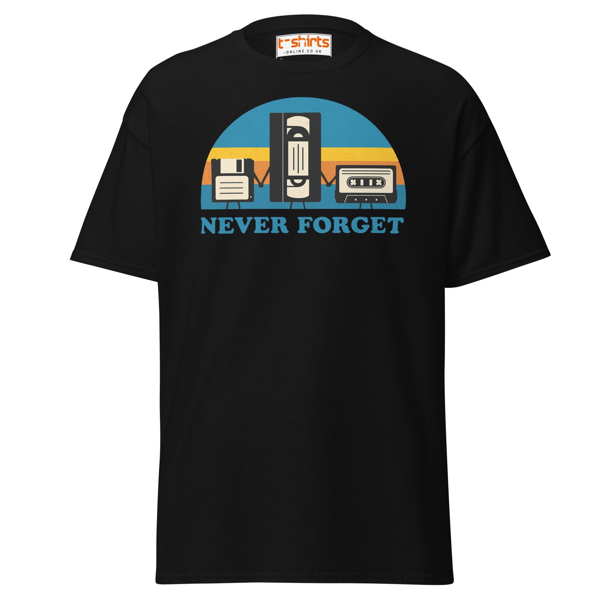 Never Forget Retro Tech T-Shirt - Black - T-Shirts Online
