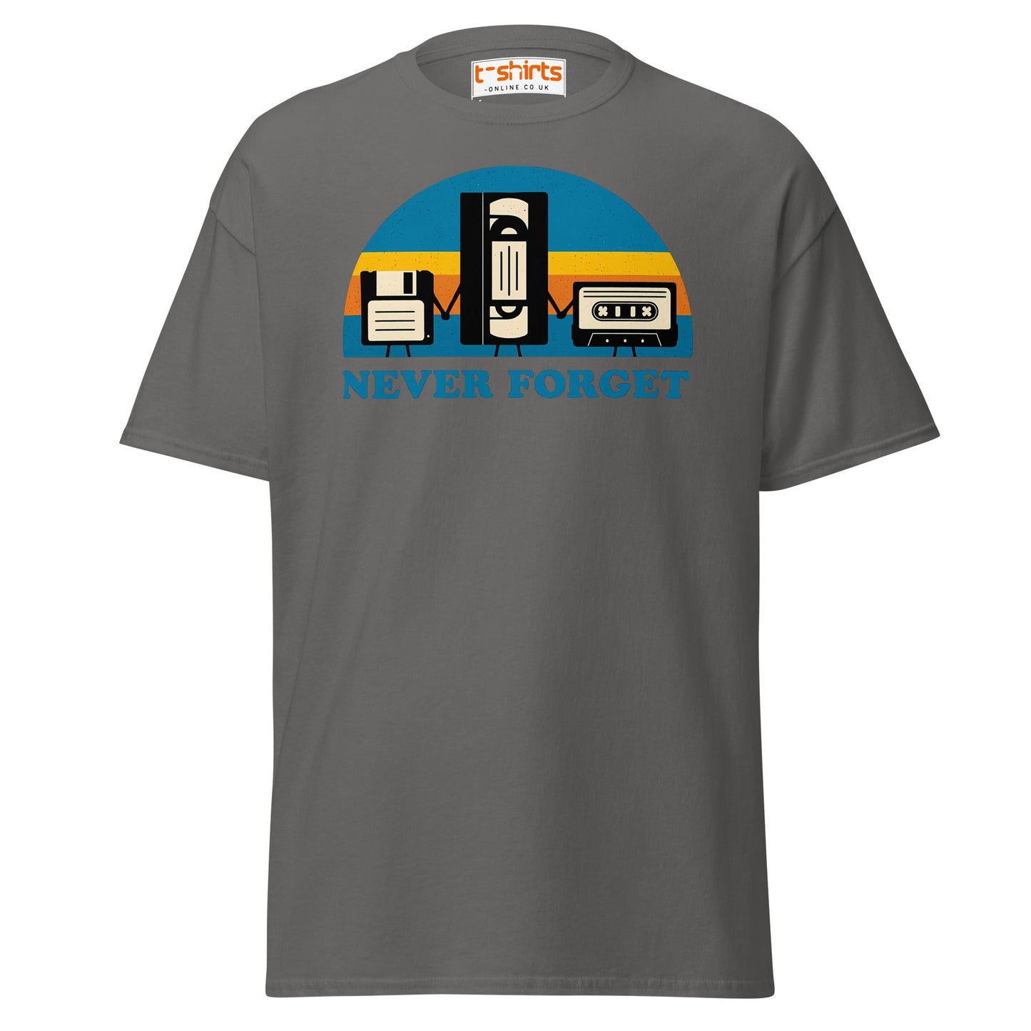 Never Forget Retro Tech T-Shirt - Charcoal - T-Shirts Online
