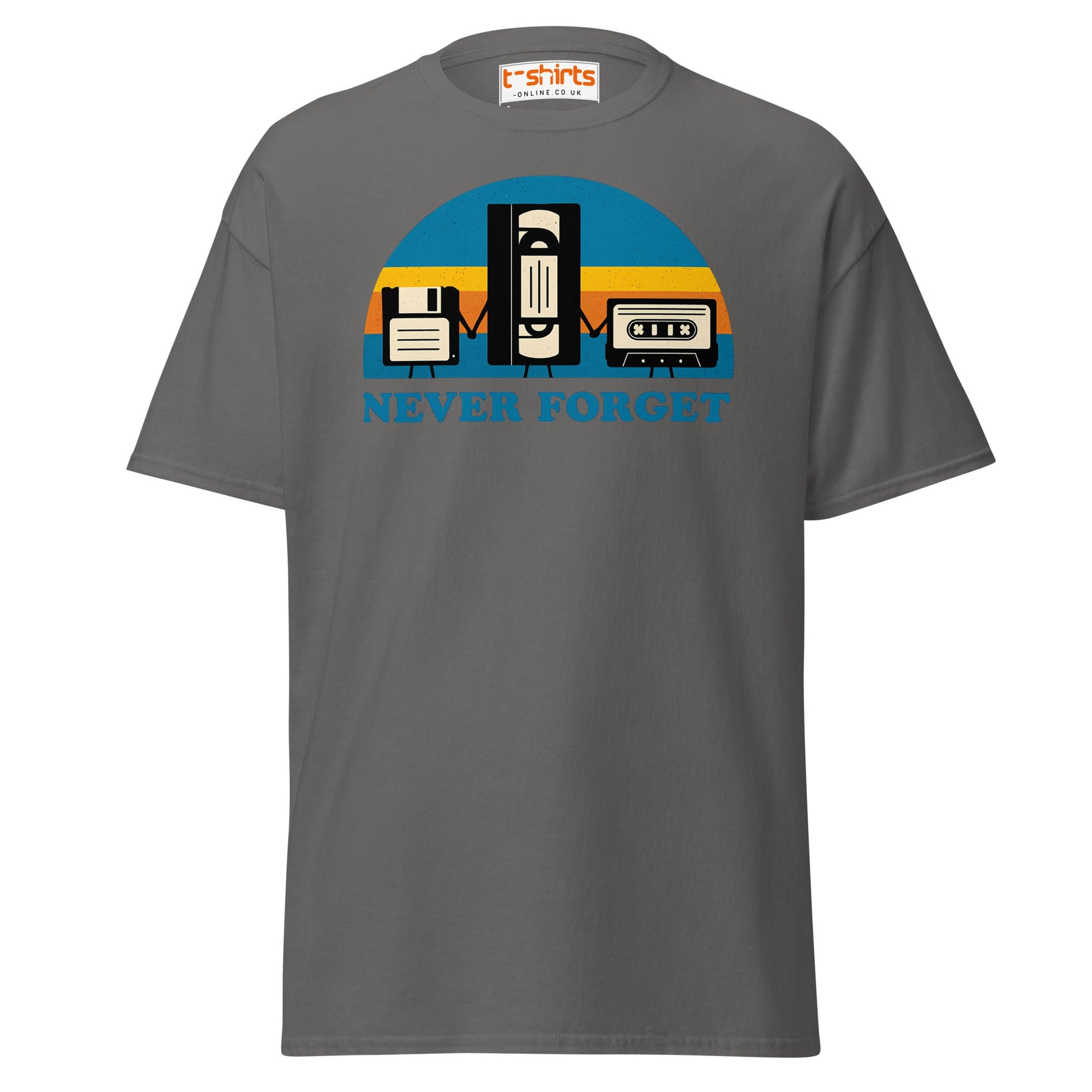 Never Forget Retro Tech T-Shirt - Charcoal - T-Shirts Online