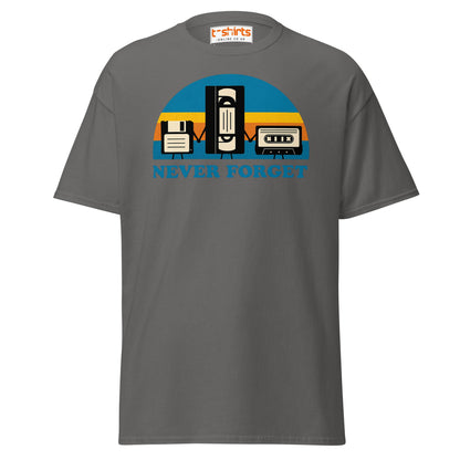 Never Forget Retro Tech T-Shirt - Charcoal - T-Shirts Online