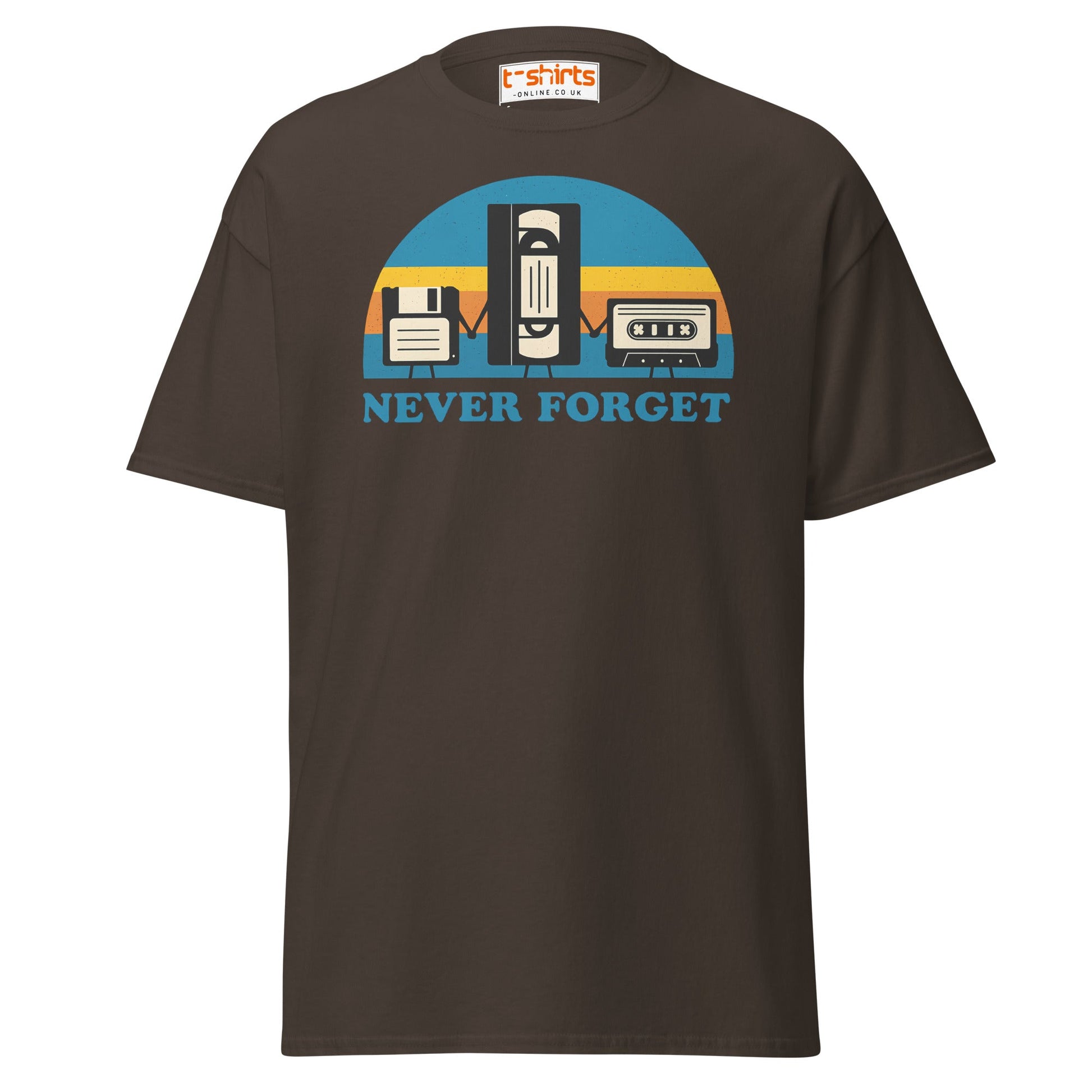 Never Forget Retro Tech T-Shirt - Dark Chocolate - T-Shirts Online