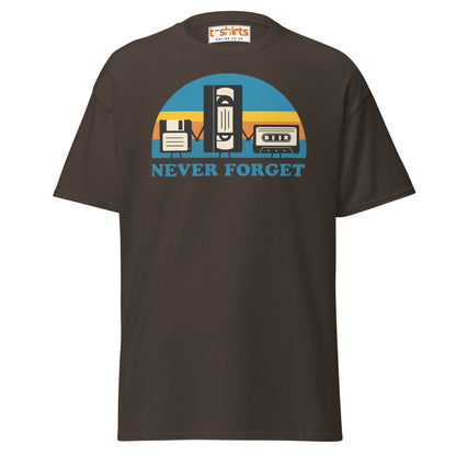 Never Forget Retro Tech T-Shirt - Dark Chocolate - T-Shirts Online