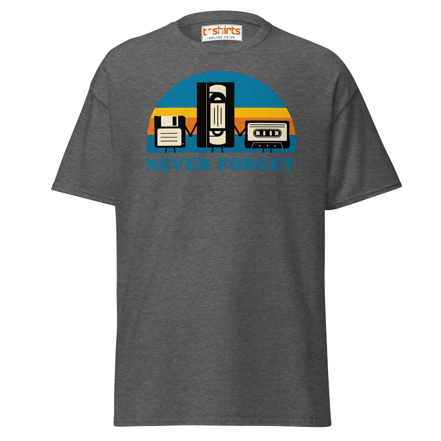 Never Forget Retro Tech T-Shirt - Dark Heather - T-Shirts Online