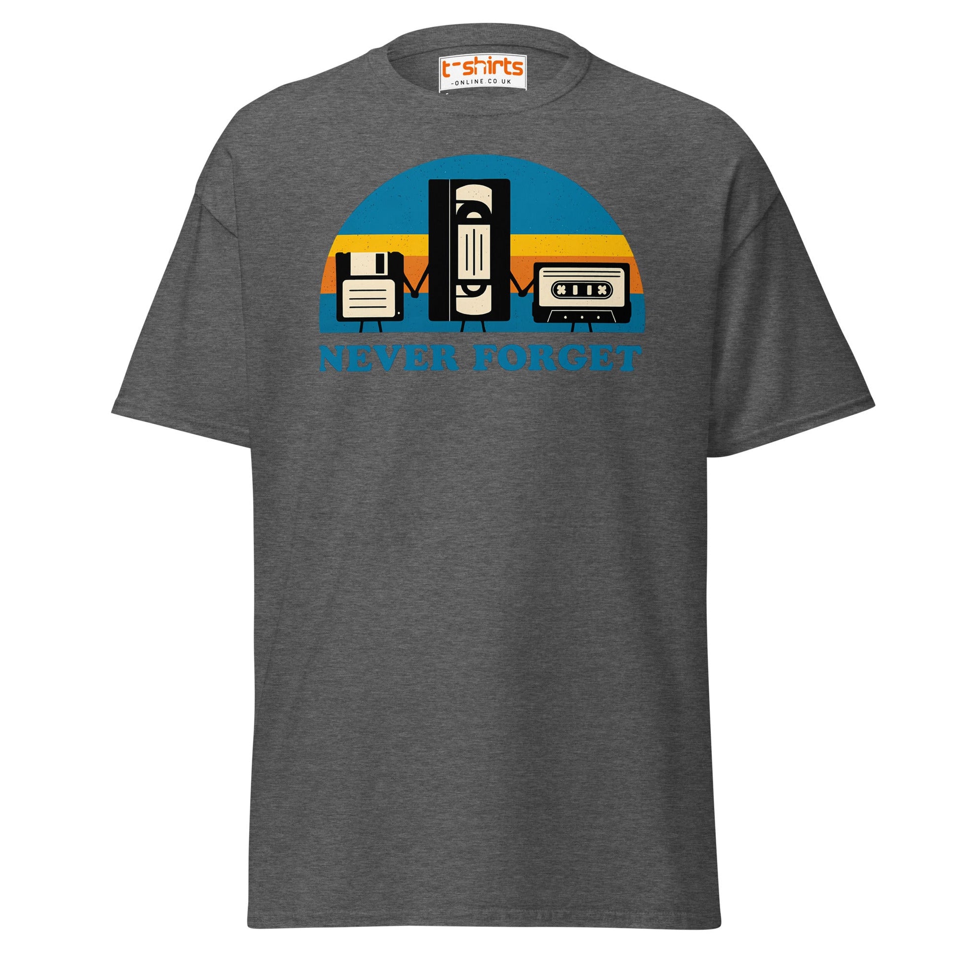 Never Forget Retro Tech T-Shirt - Dark Heather - T-Shirts Online