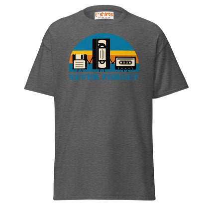 Never Forget Retro Tech T-Shirt - Dark Heather - T-Shirts Online