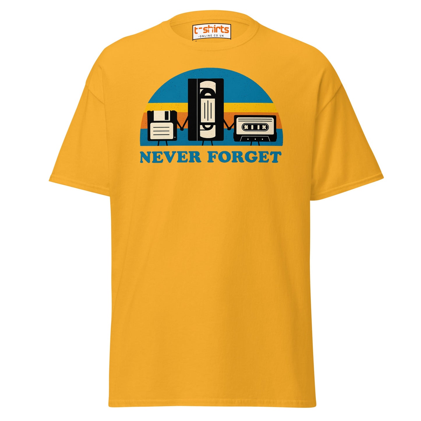 Never Forget Retro Tech T-Shirt - Gold - T-Shirts Online