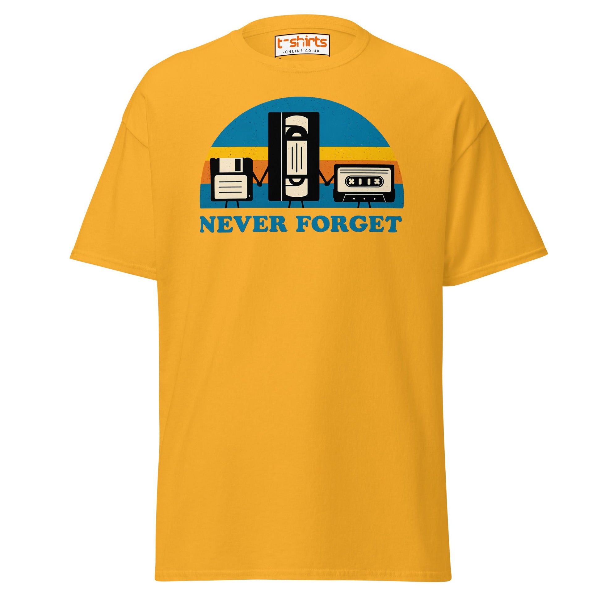 Never Forget Retro Tech T-Shirt - Gold - T-Shirts Online