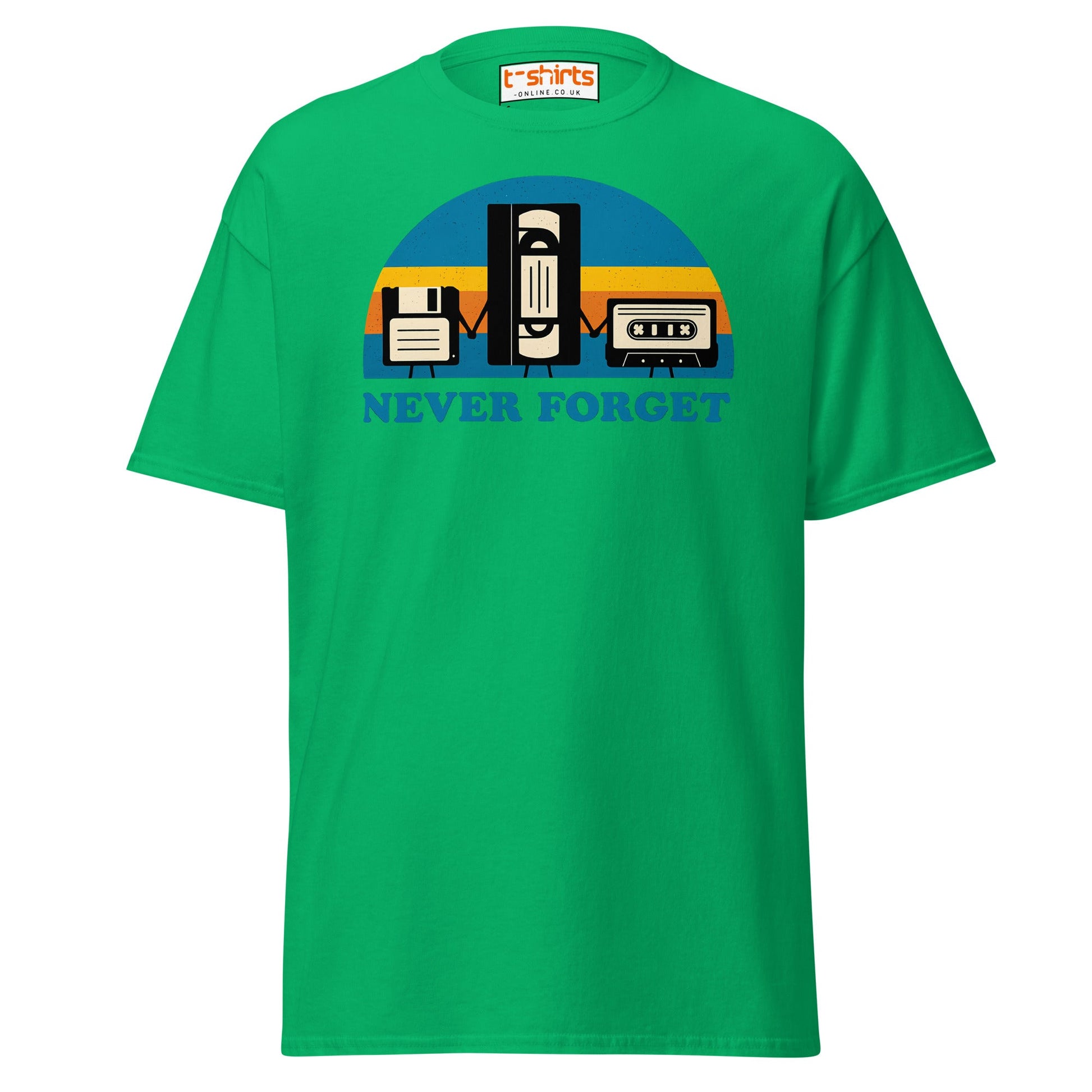 Never Forget Retro Tech T-Shirt - Irish Green - T-Shirts Online