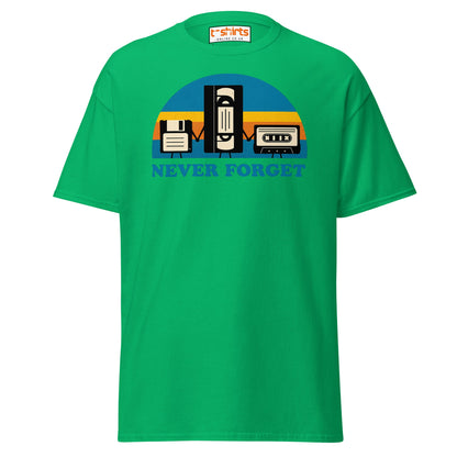 Never Forget Retro Tech T-Shirt - Irish Green - T-Shirts Online