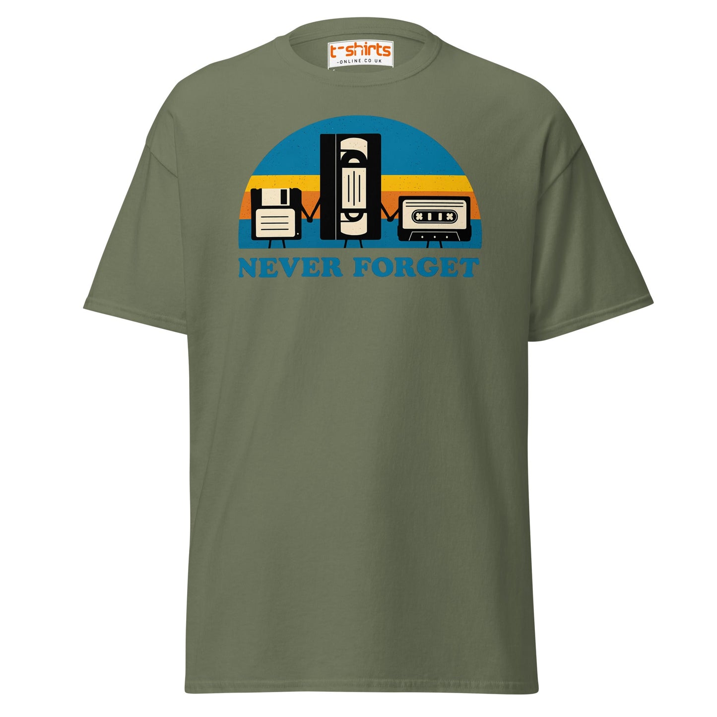 Never Forget Retro Tech T-Shirt - Military Green - T-Shirts Online