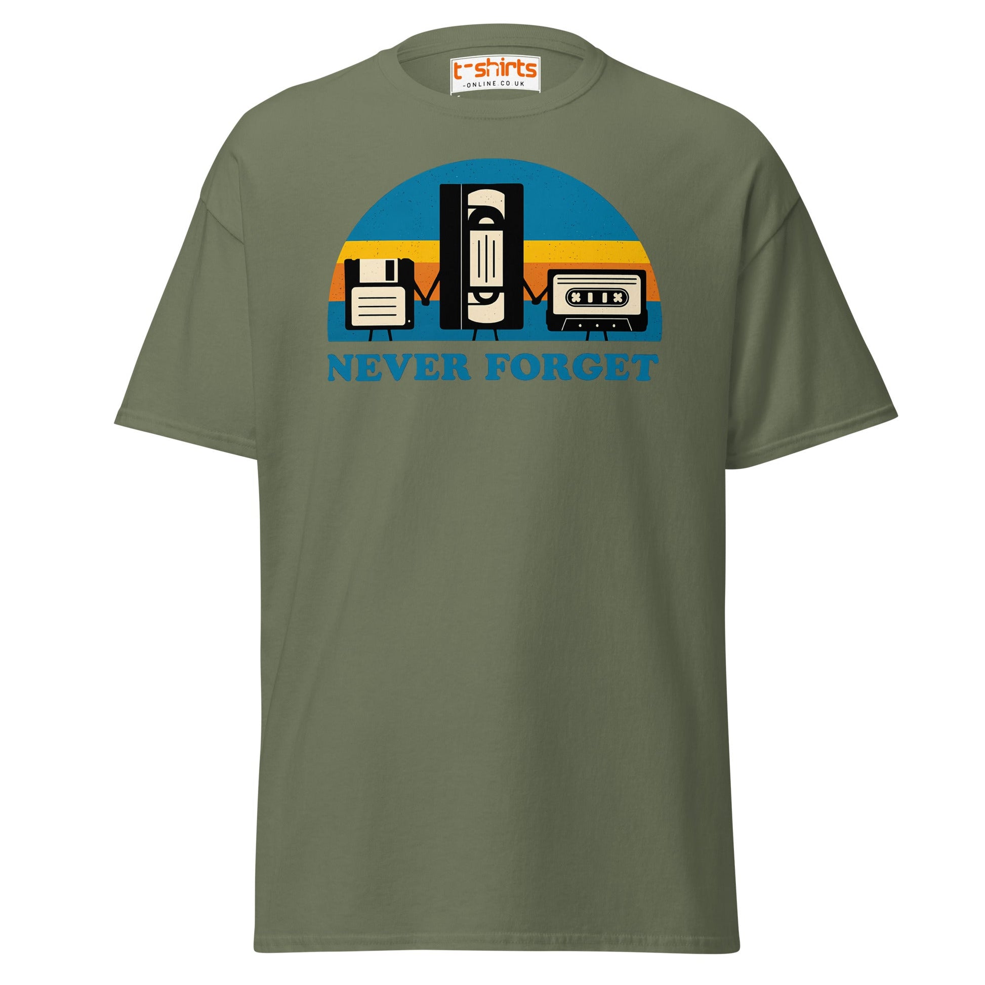 Never Forget Retro Tech T-Shirt - Military Green - T-Shirts Online