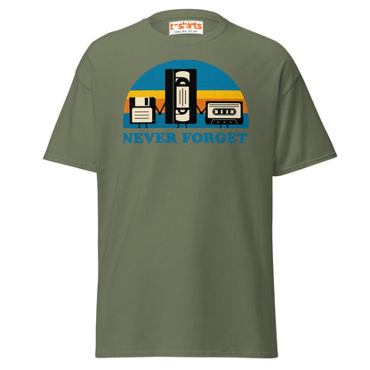 Never Forget Retro Tech T-Shirt - Military Green - T-Shirts Online