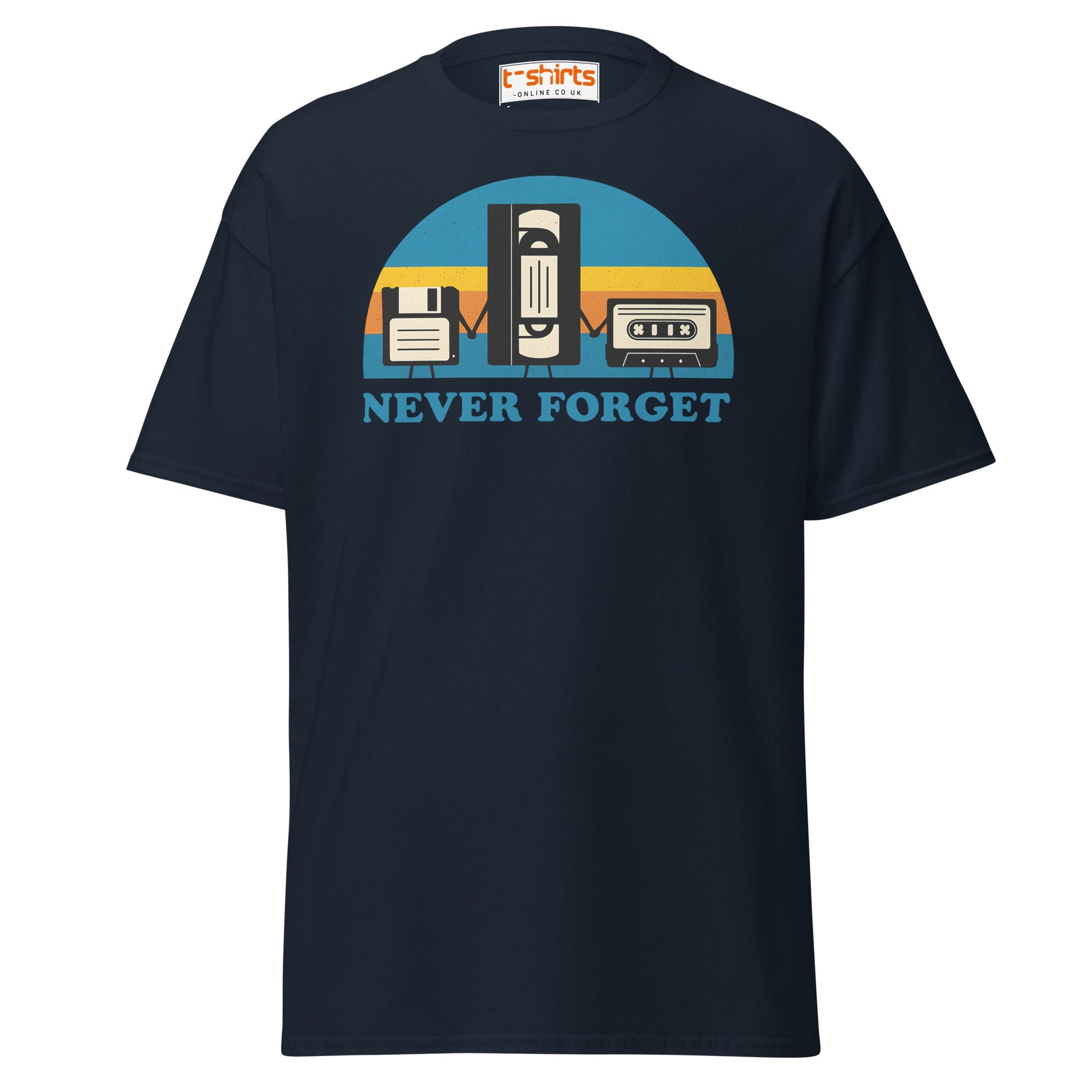 Never Forget Retro Tech T-Shirt - Navy - T-Shirts Online