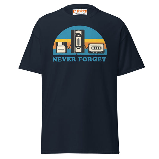 Never Forget Retro Tech T-Shirt - Navy - T-Shirts Online