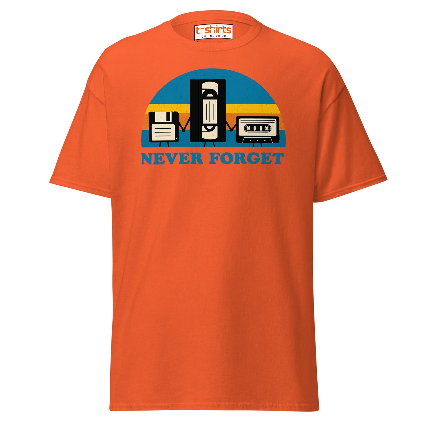 Never Forget Retro Tech T-Shirt - Orange - T-Shirts Online