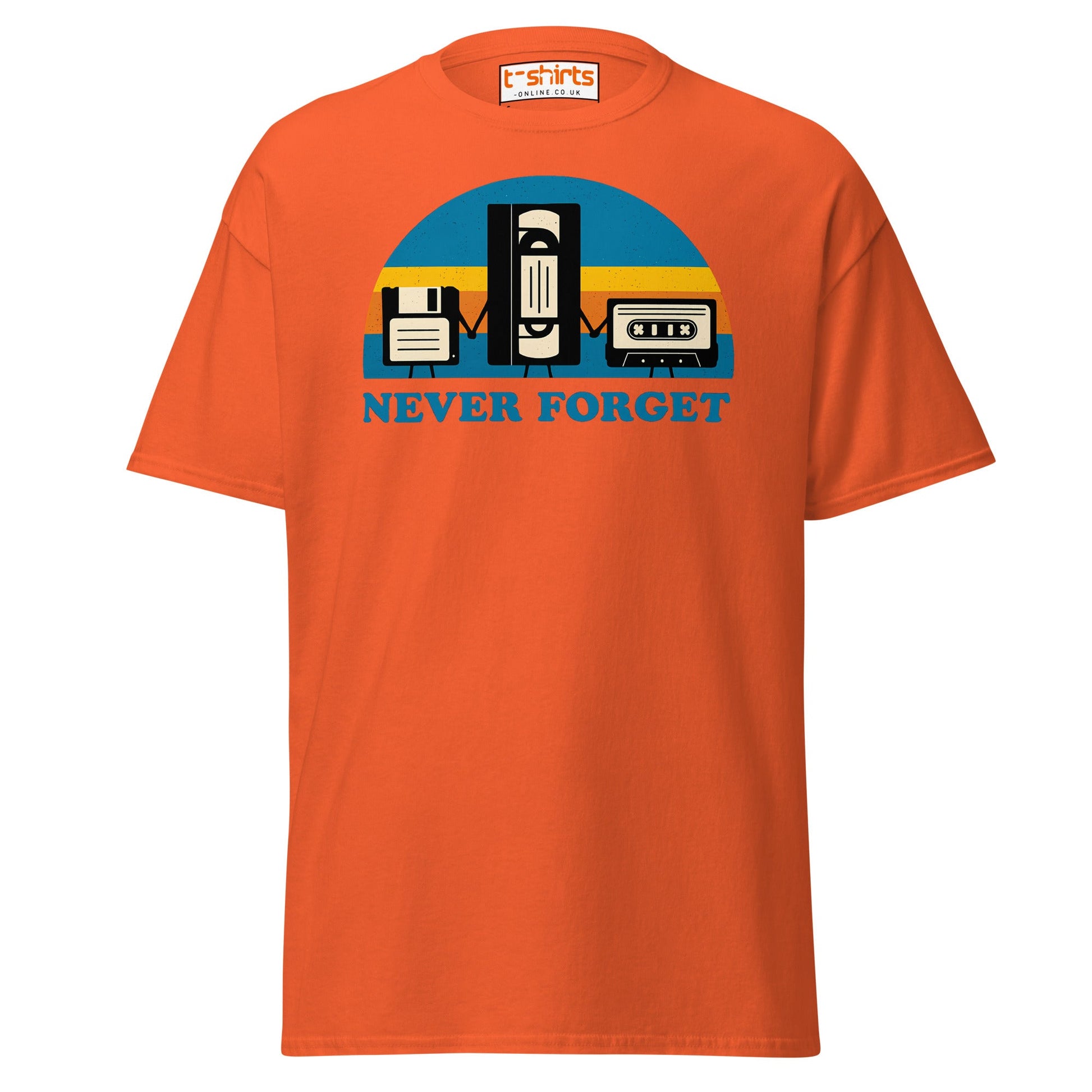 Never Forget Retro Tech T-Shirt - Orange - T-Shirts Online