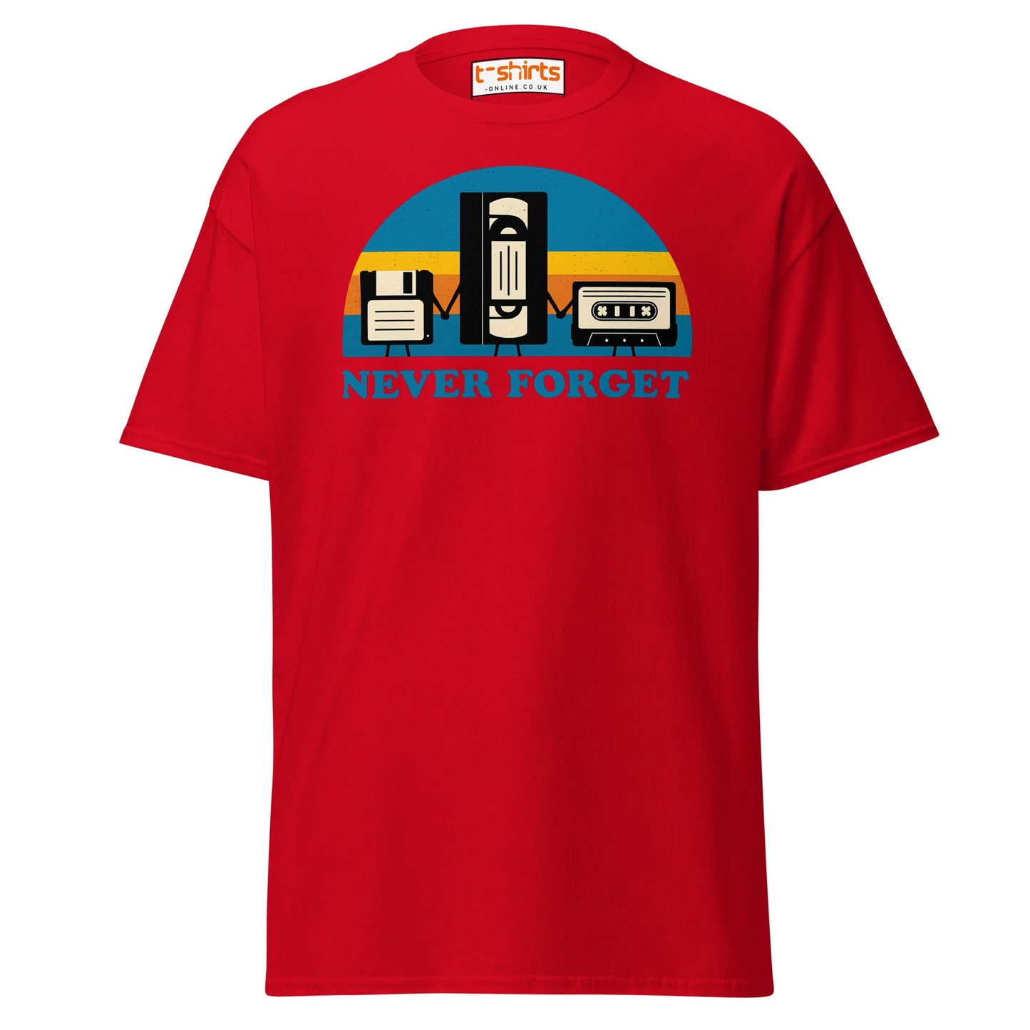Never Forget Retro Tech T-Shirt - Red - T-Shirts Online