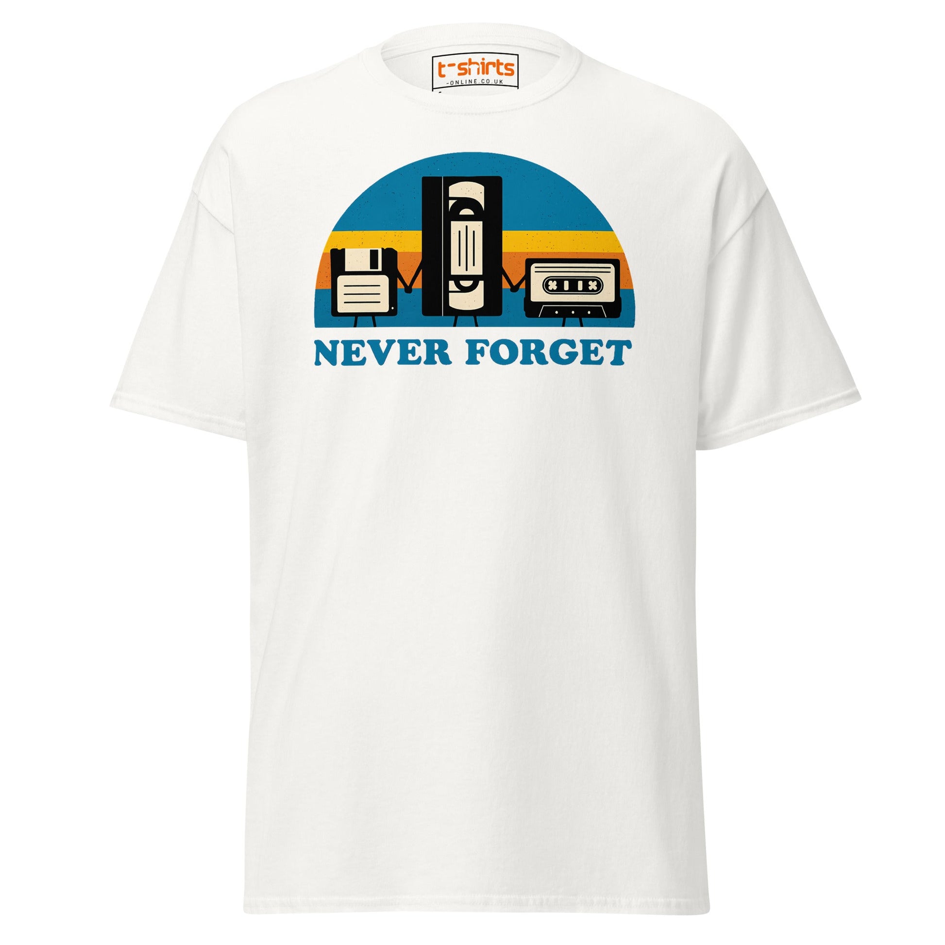 Never Forget Retro Tech T-Shirt - White - T-Shirts Online
