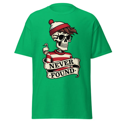 Never Found Skeleton T-Shirt - Funny Waldo Parody Tee - Irish Green - T-Shirts Online