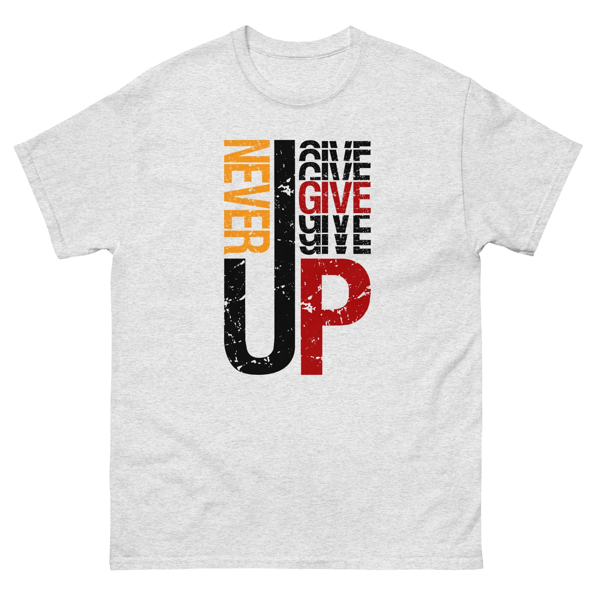 Never Give Up | Motivational T-Shirt - Ash - T-Shirts Online