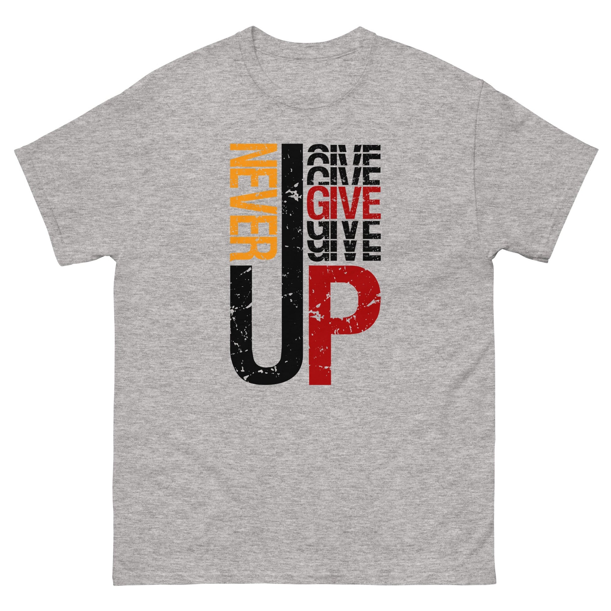 Never Give Up | Motivational T-Shirt - Sport Grey - T-Shirts Online
