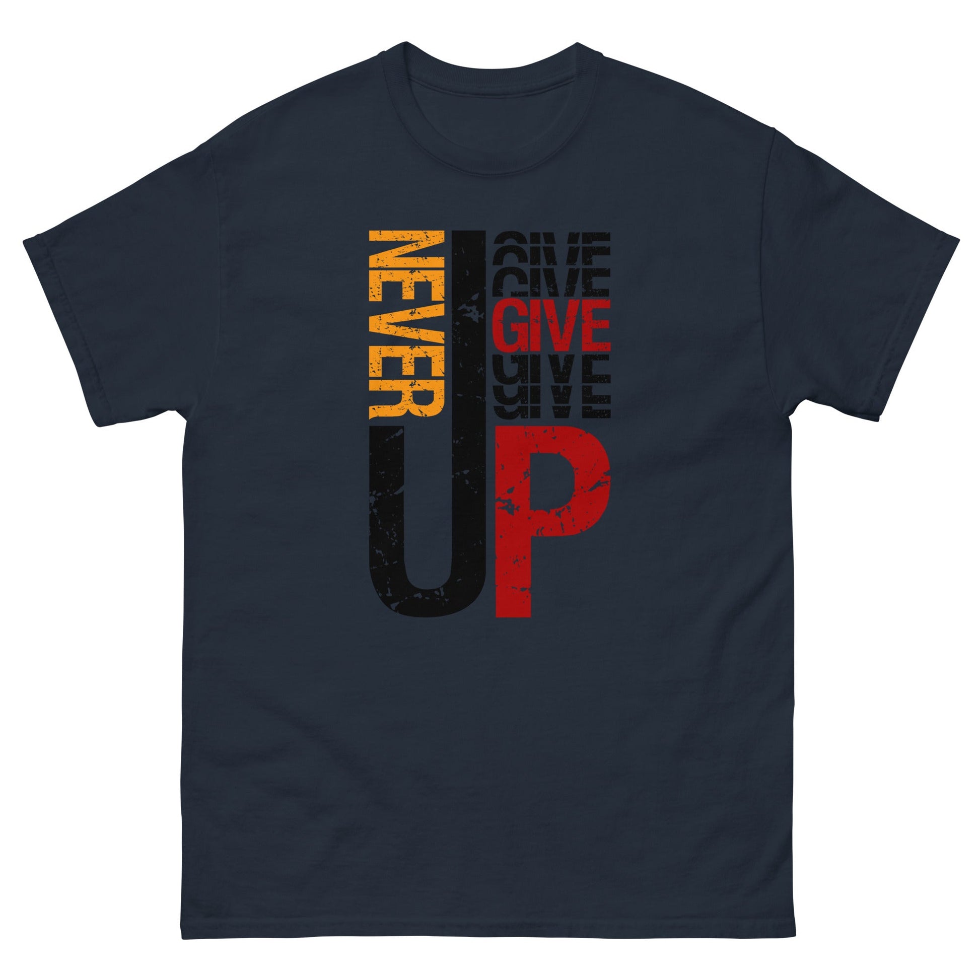 Never Give Up | Motivational T-Shirt - Navy - T-Shirts Online
