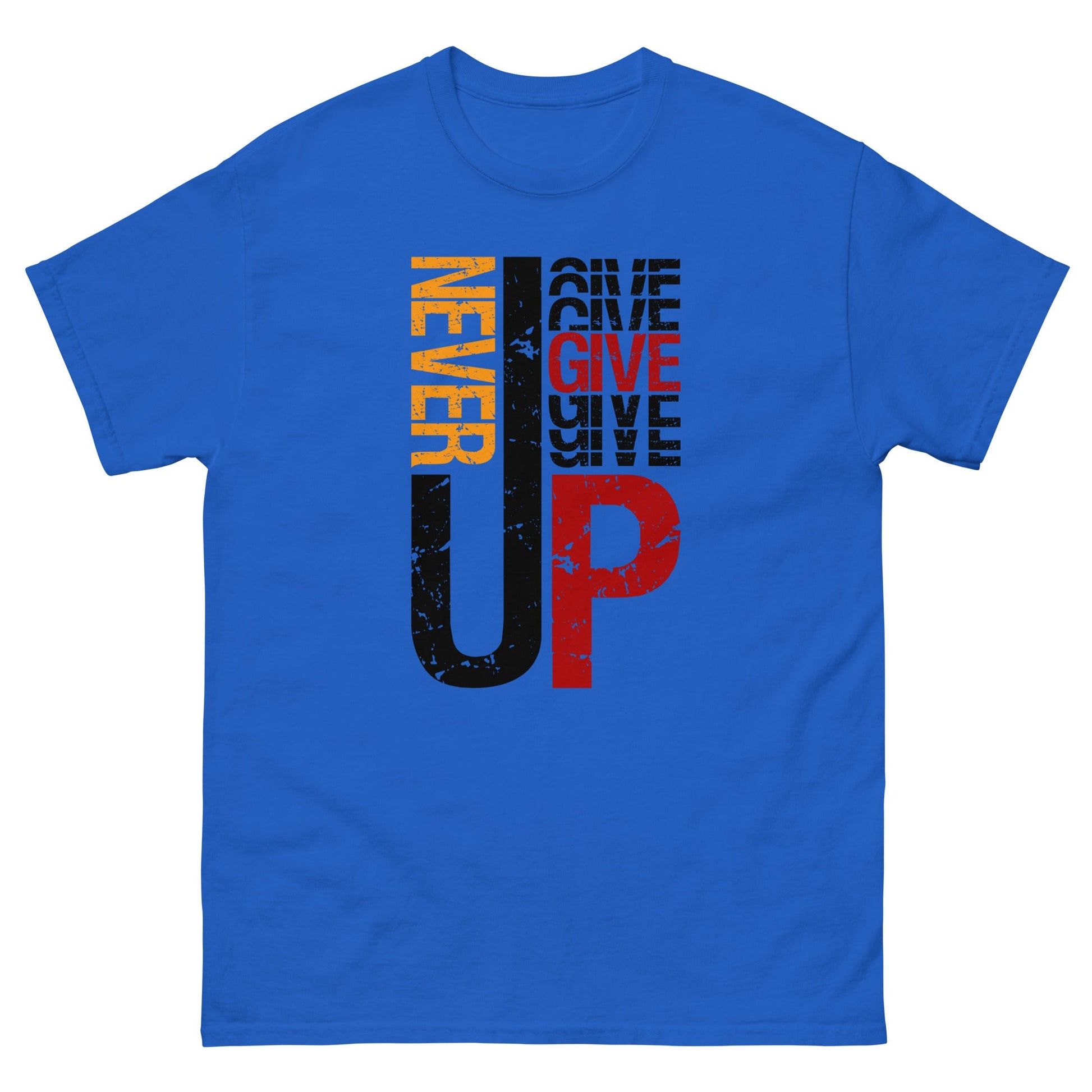 Never Give Up | Motivational T-Shirt - Royal - T-Shirts Online