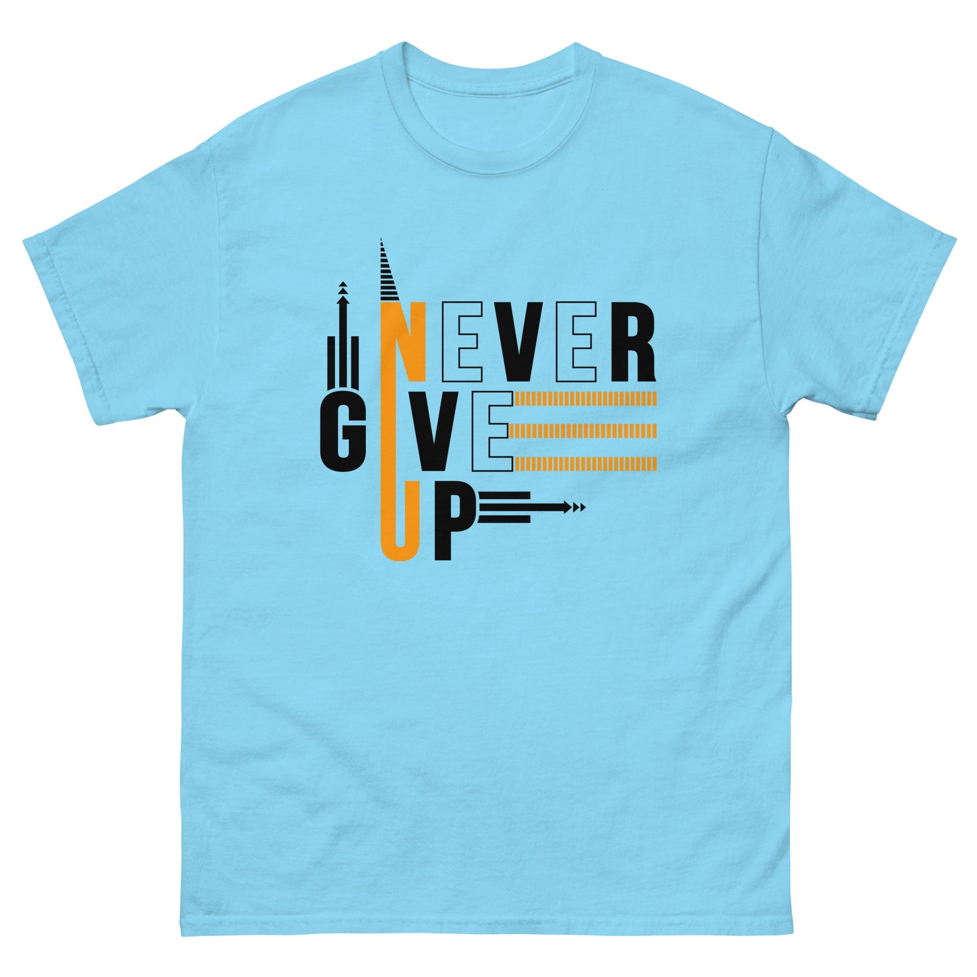 Never Give Up x | Motivational T-Shirt - Sky - T-Shirts Online