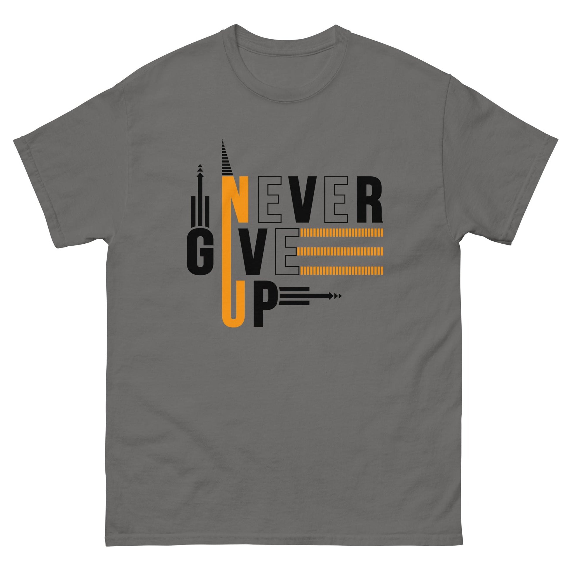 Never Give Up x | Motivational T-Shirt - Charcoal - T-Shirts Online