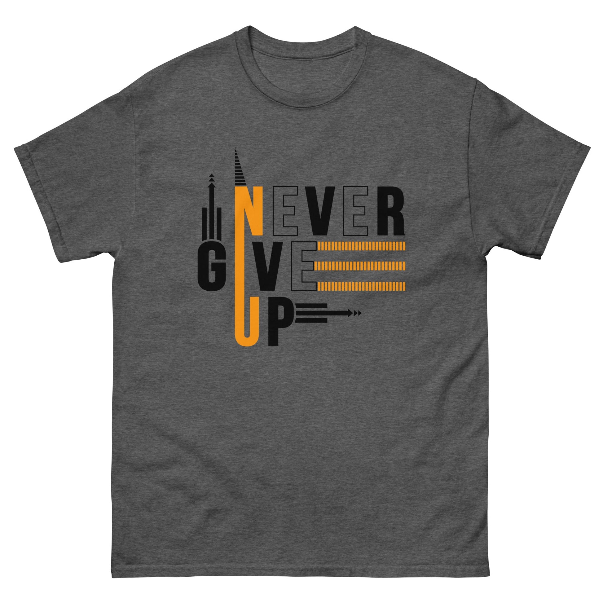 Never Give Up x | Motivational T-Shirt - Dark Heather - T-Shirts Online