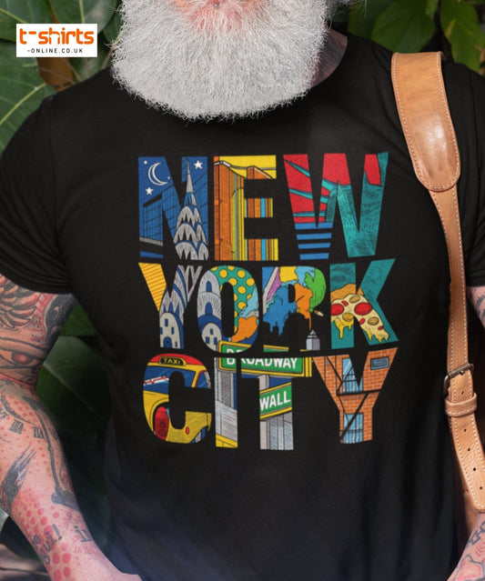 New York City Landmarks T-Shirt – NYC Graphic Tee - Black - T-Shirts Online