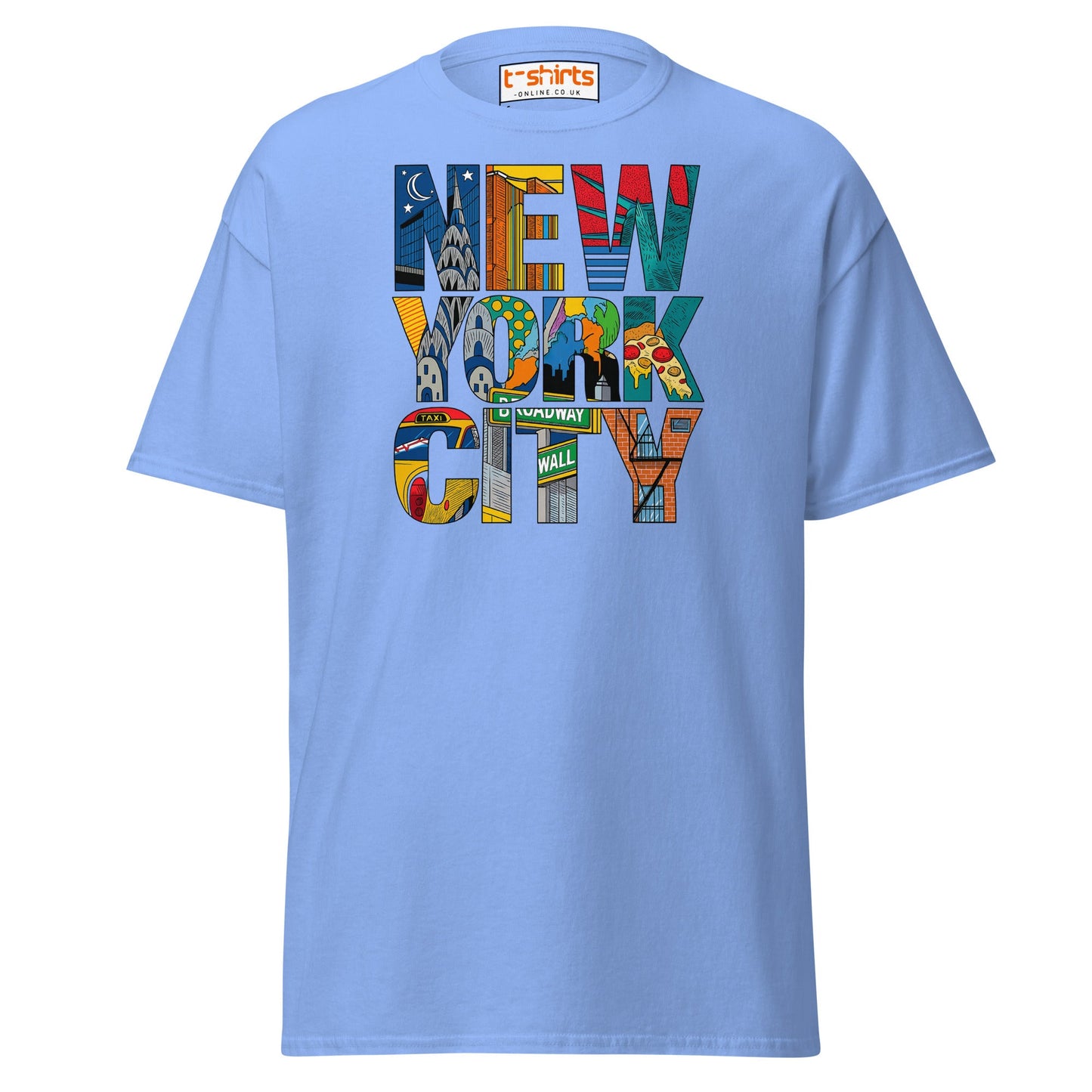 New York City Landmarks T-Shirt – NYC Graphic Tee - Carolina Blue - T-Shirts Online
