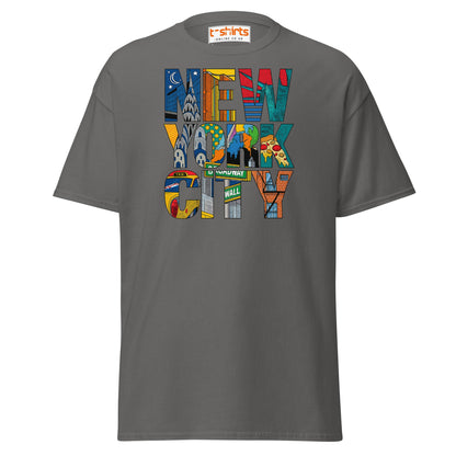New York City Landmarks T-Shirt – NYC Graphic Tee - Charcoal - T-Shirts Online