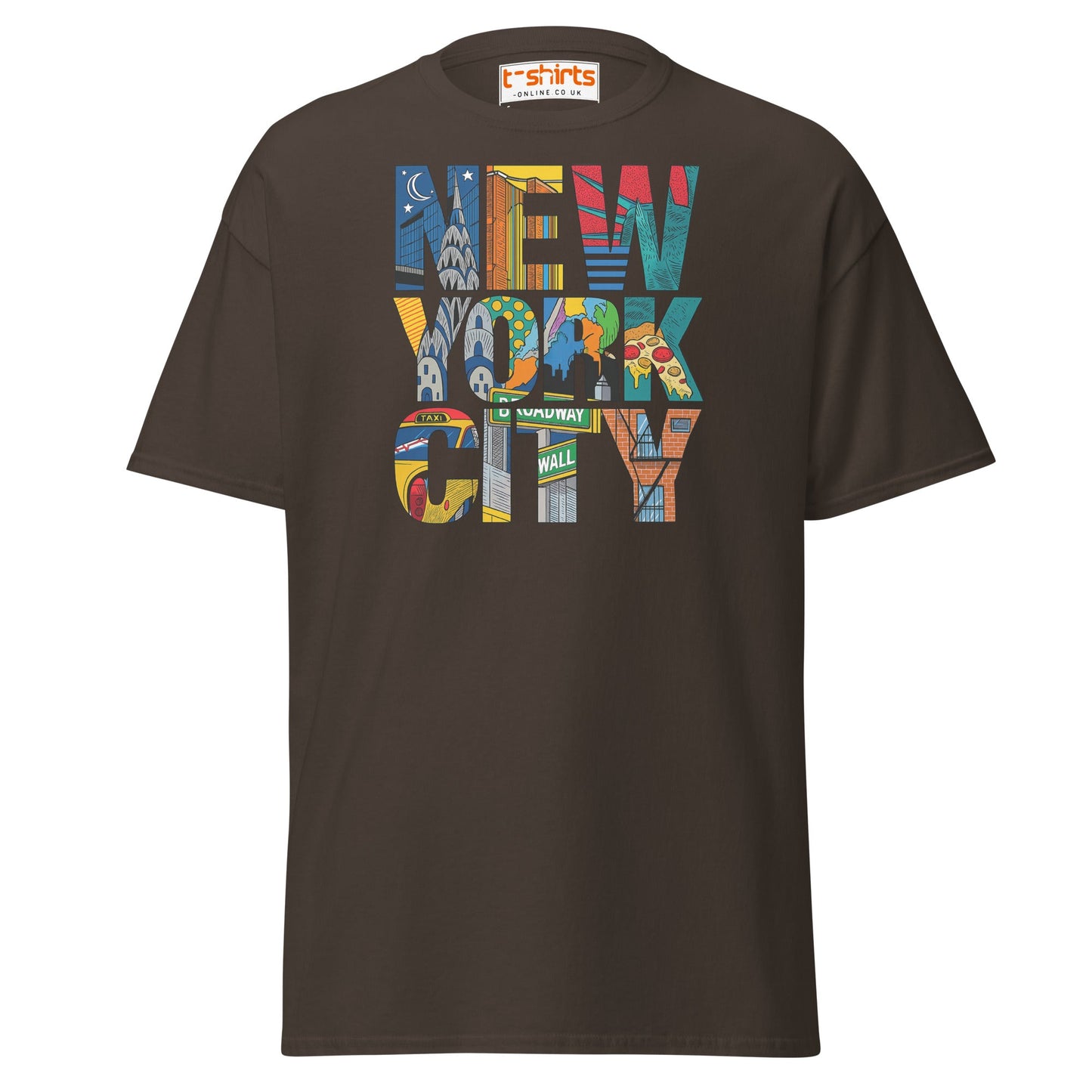 New York City Landmarks T-Shirt – NYC Graphic Tee - Dark Chocolate - T-Shirts Online