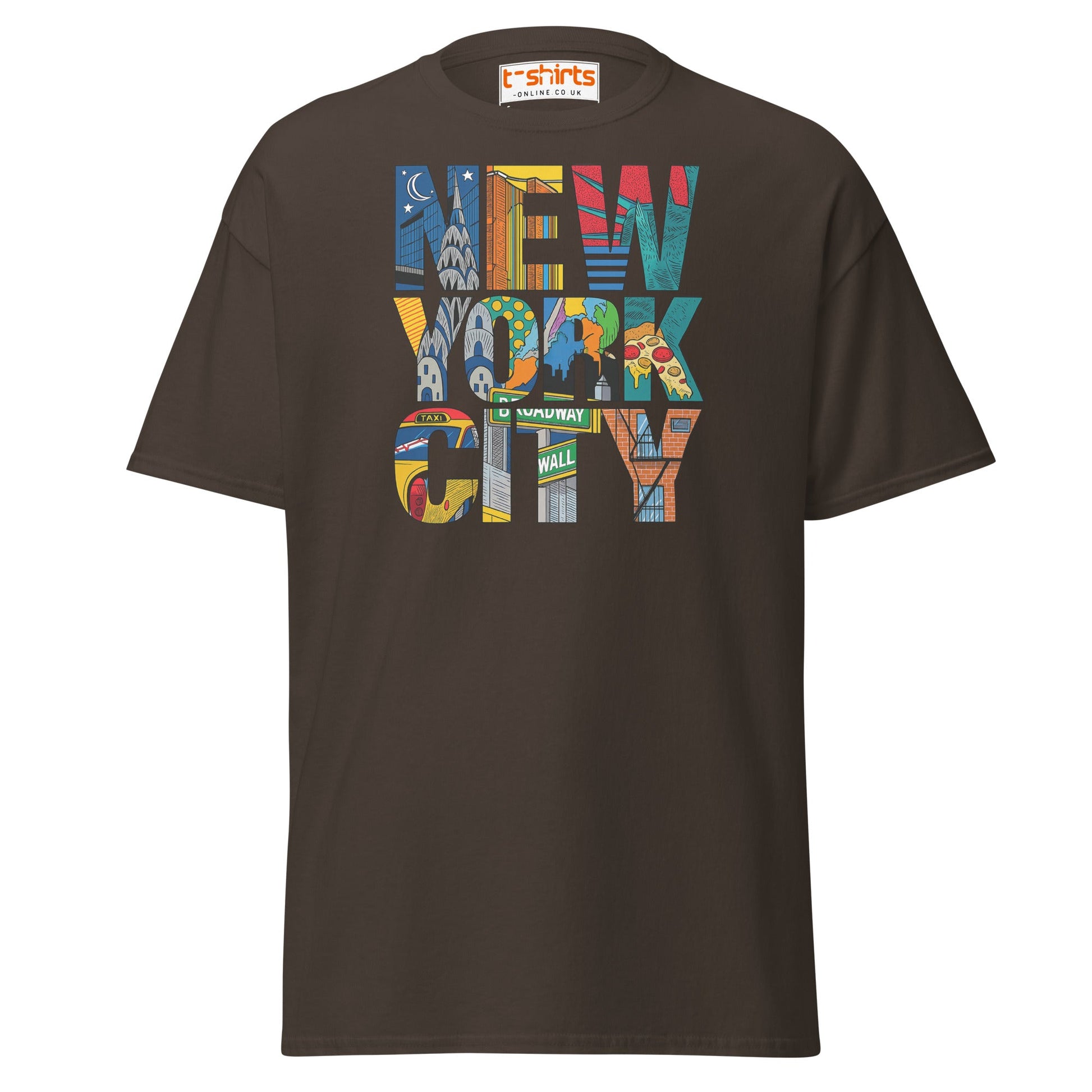 New York City Landmarks T-Shirt – NYC Graphic Tee - Dark Chocolate - T-Shirts Online