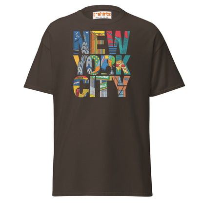 New York City Landmarks T-Shirt – NYC Graphic Tee - Dark Chocolate - T-Shirts Online
