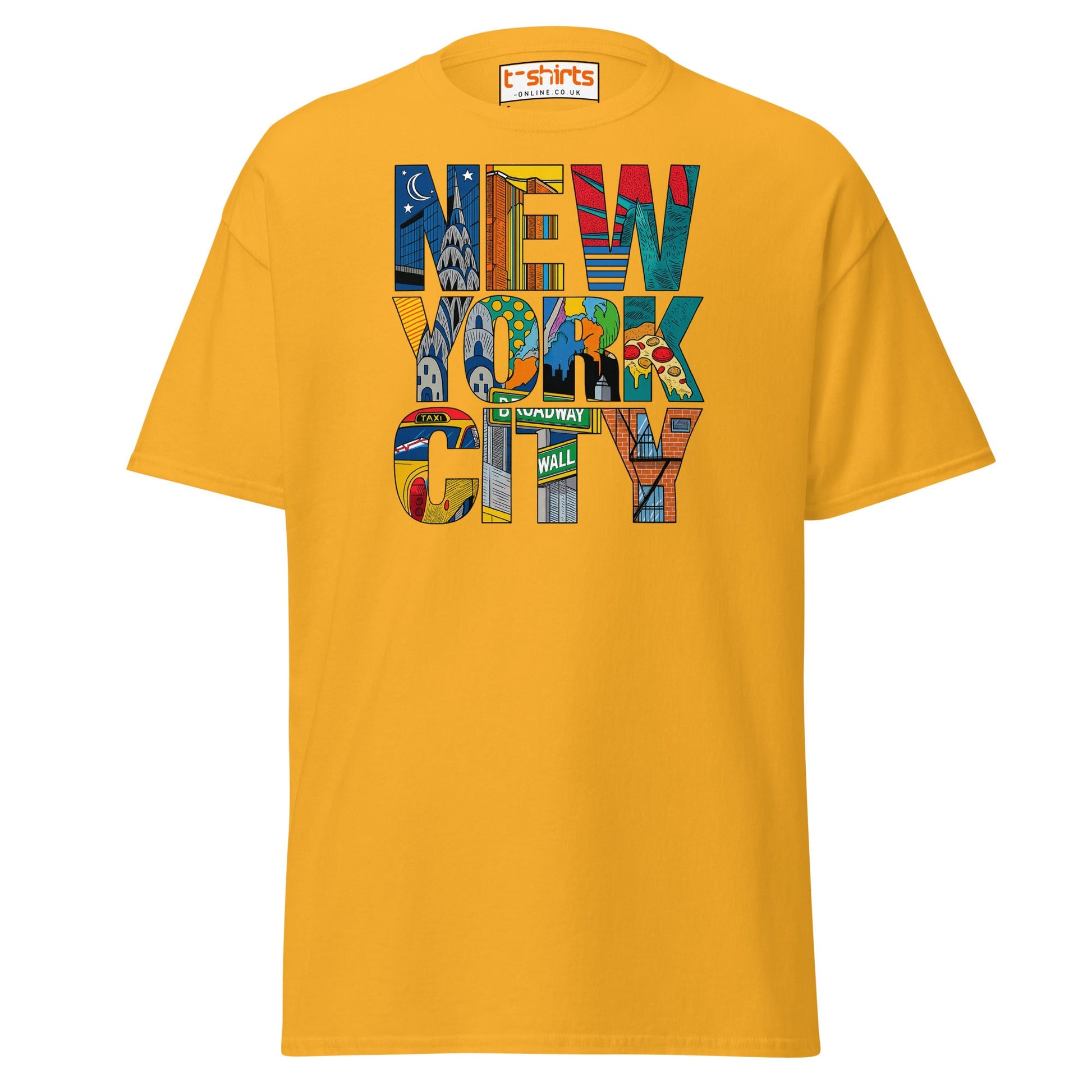 New York City Landmarks T-Shirt – NYC Graphic Tee - Gold - T-Shirts Online