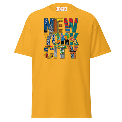 New York City Landmarks T-Shirt – NYC Graphic Tee - Gold - T-Shirts Online