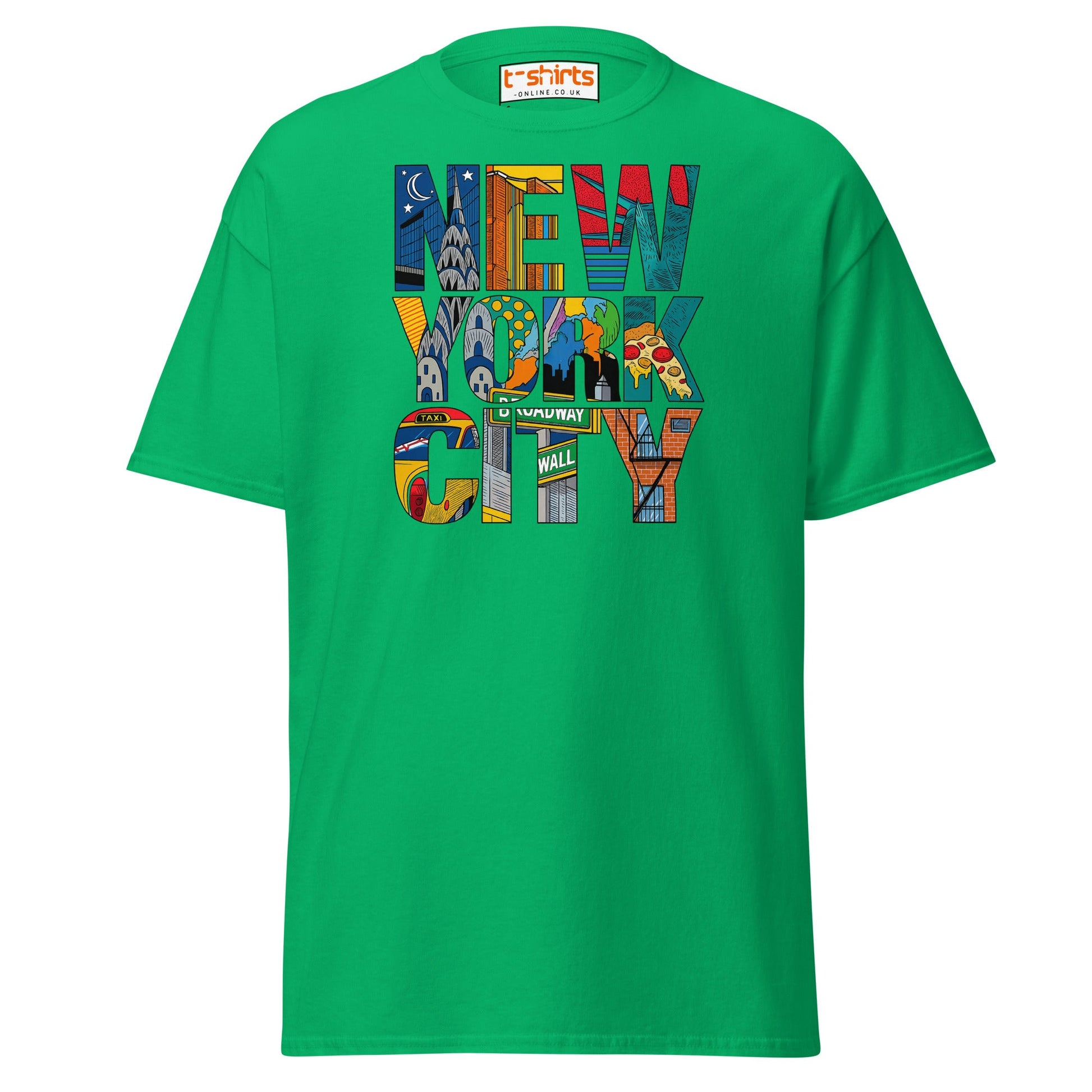 New York City Landmarks T-Shirt – NYC Graphic Tee - Irish Green - T-Shirts Online