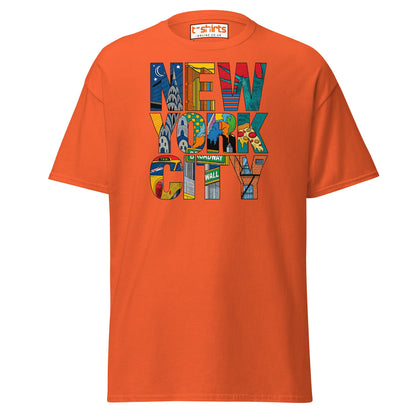 New York City Landmarks T-Shirt – NYC Graphic Tee - Orange - T-Shirts Online