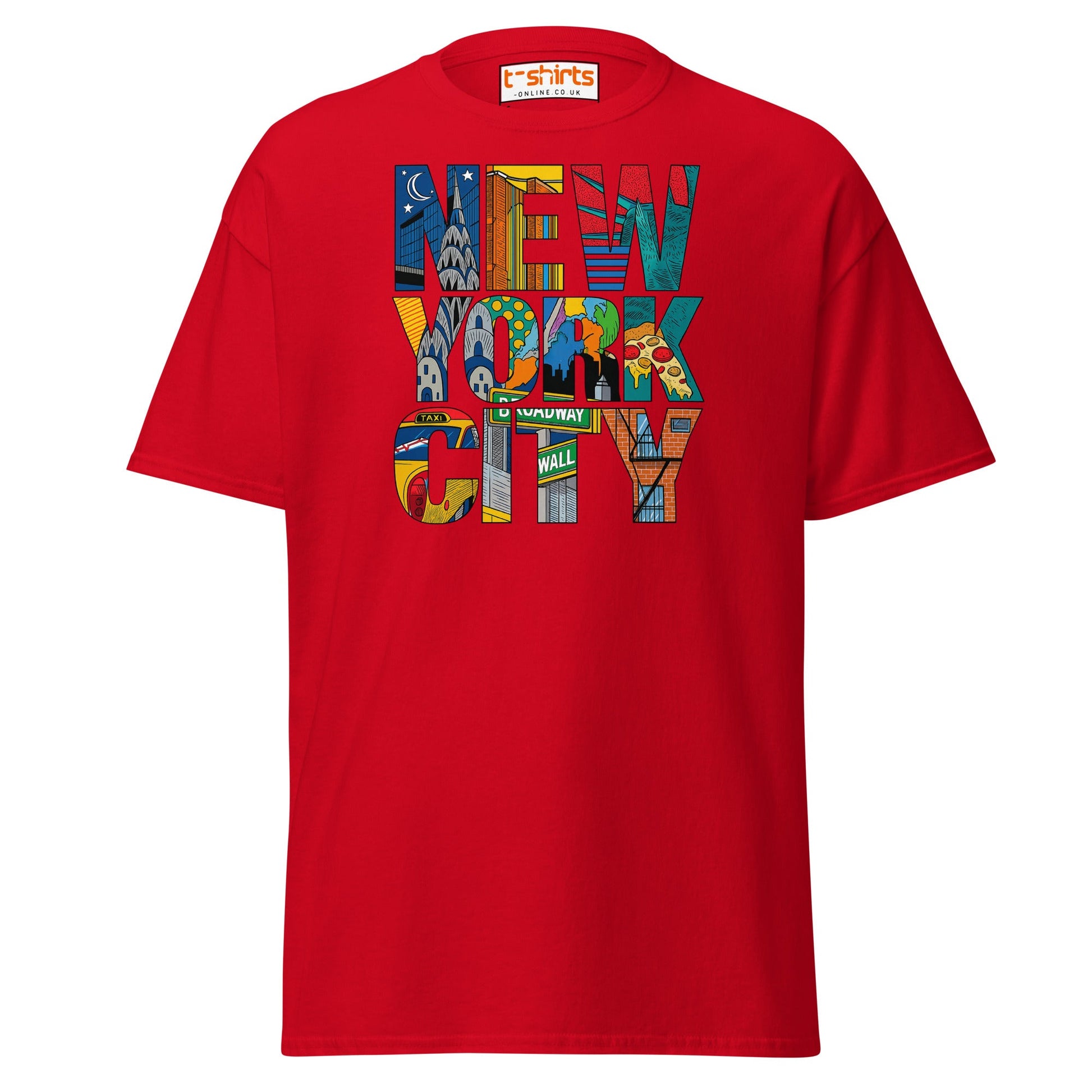 New York City Landmarks T-Shirt – NYC Graphic Tee - Red - T-Shirts Online