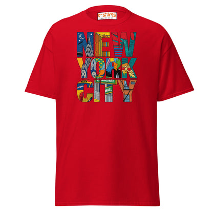 New York City Landmarks T-Shirt – NYC Graphic Tee - Red - T-Shirts Online