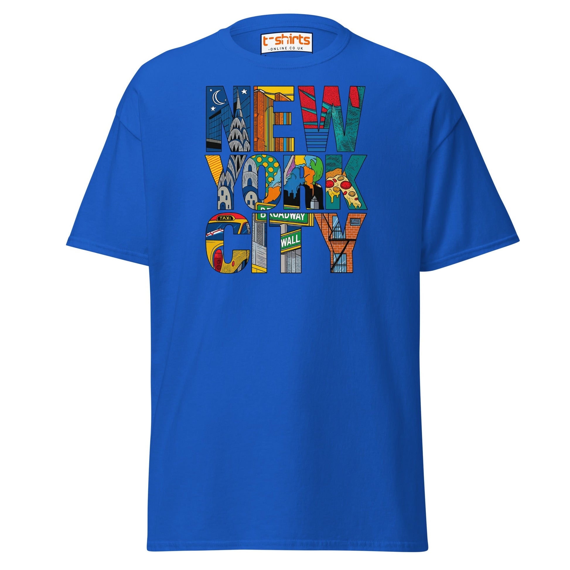 New York City Landmarks T-Shirt – NYC Graphic Tee - Royal - T-Shirts Online