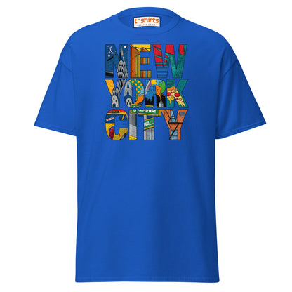 New York City Landmarks T-Shirt – NYC Graphic Tee - Royal - T-Shirts Online