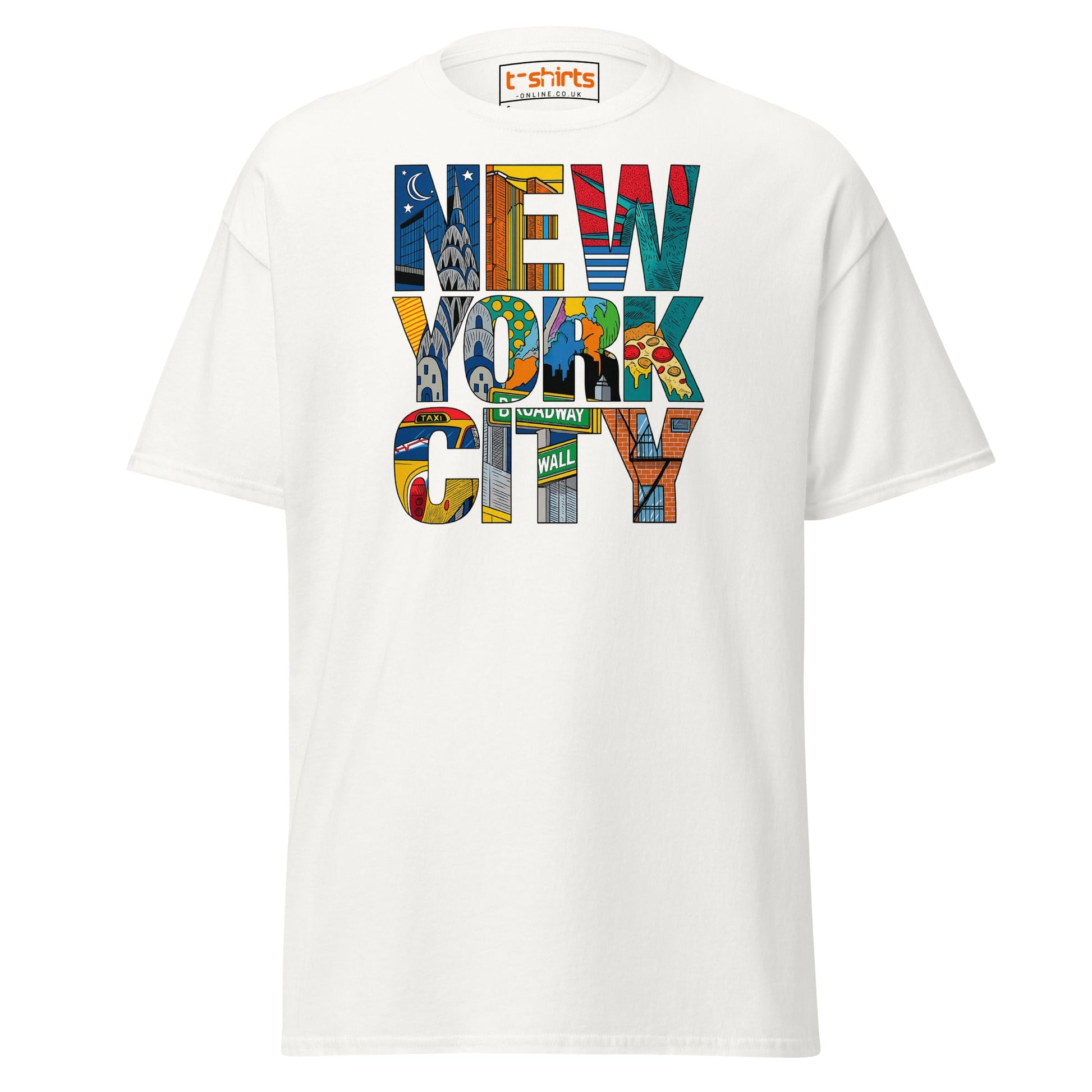 New York City Landmarks T-Shirt – NYC Graphic Tee - White - T-Shirts Online