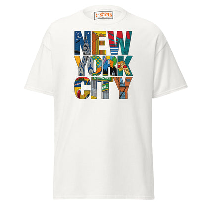 New York City Landmarks T-Shirt – NYC Graphic Tee - White - T-Shirts Online