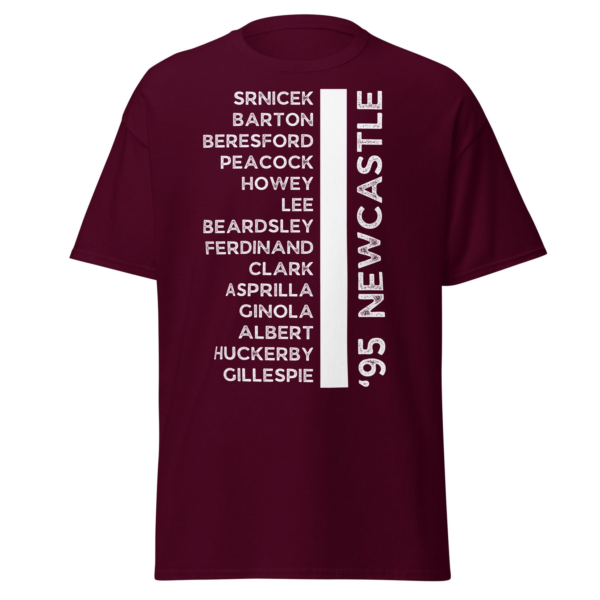 Newcastle 95/96 Legends T-Shirt - Retro Football Fan Tee - Maroon - T-Shirts Online
