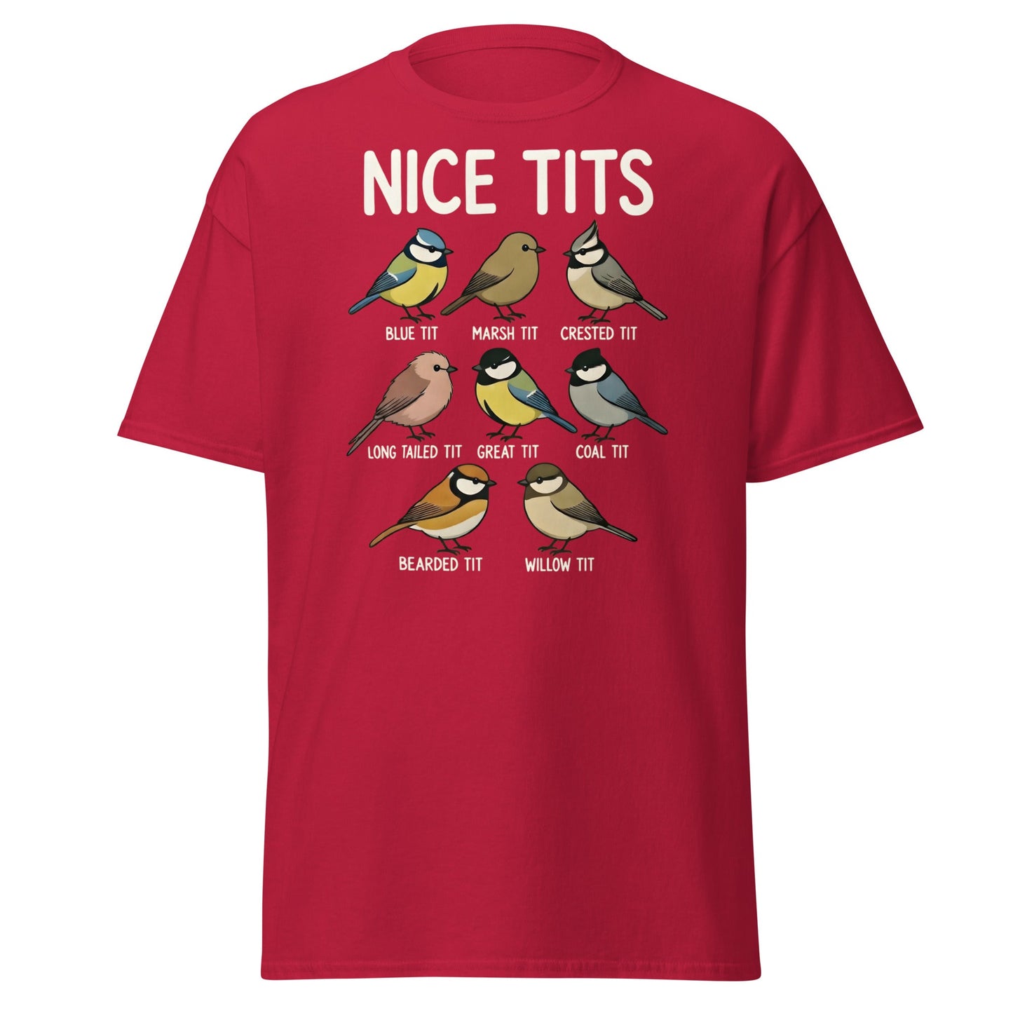 Nice Tits Shirt - Funny Bird Watching Pun Graphic Tee - Cardinal - T-Shirts Online